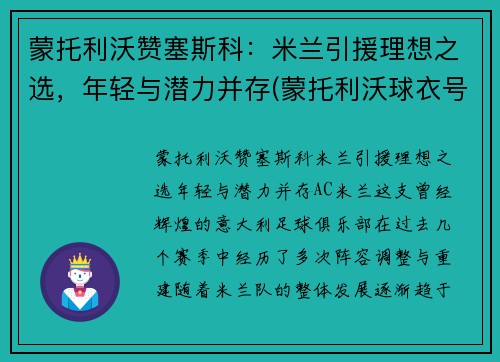蒙托利沃赞塞斯科：米兰引援理想之选，年轻与潜力并存(蒙托利沃球衣号码)